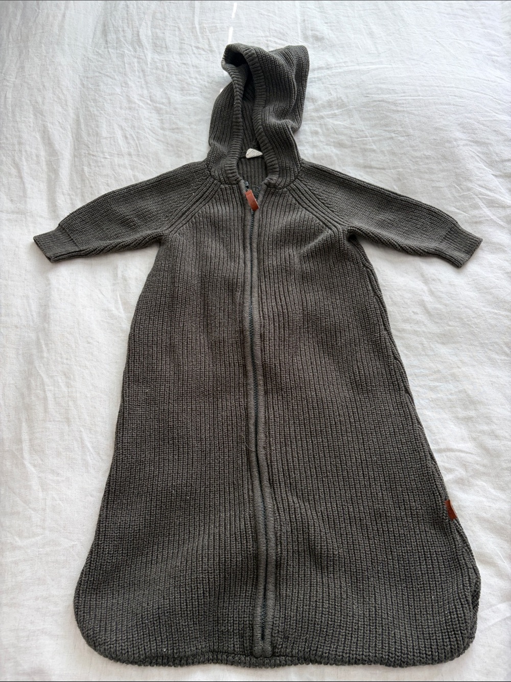 Hooded Knit Baby Sleep Sack - Charcoal